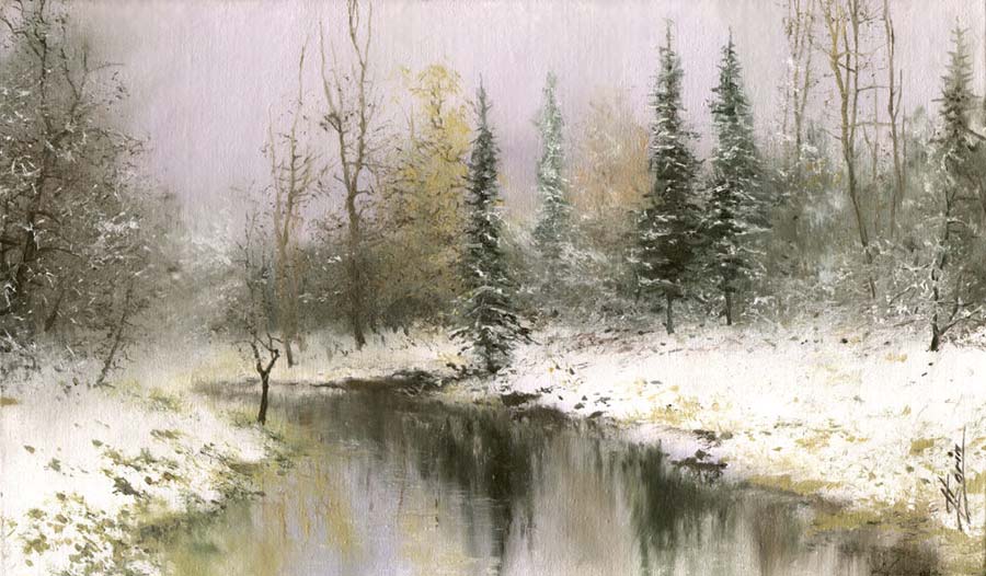 Oil Painting Snow Landscape at PaintingValley.com | Explore collection ...