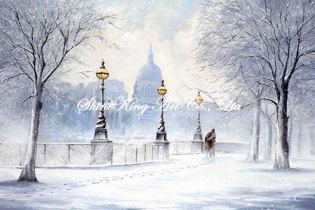 640x427 Handmade Impressionist Landscape Oil Painting On Canvas Beautiful - Oil Painting Snow Landscape