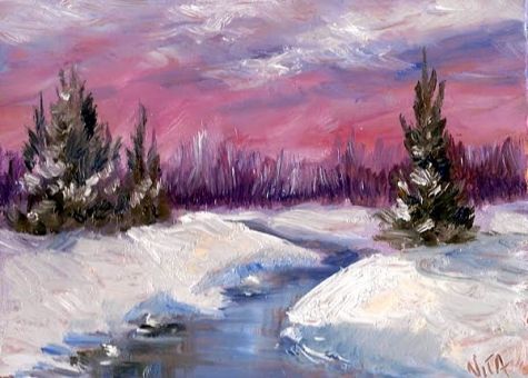 Oil Painting Snow Scenes at PaintingValley.com | Explore collection of ...