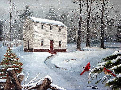 512x379 Christmas Snow Scenes Images - Oil Painting Snow Scenes
