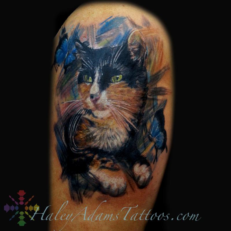 799x800 Oil Painting Style Cat By Haley Adams Tattoonow - Oil Painting Style Tattoo
