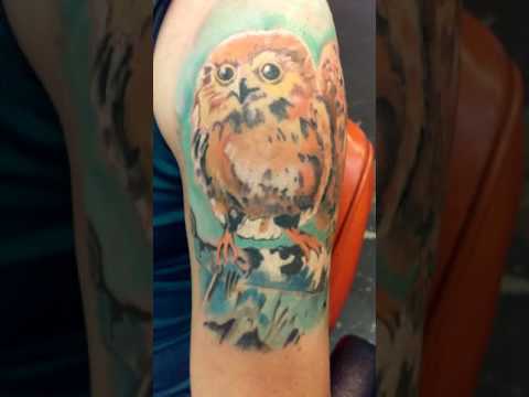 480x360 Owl Oil Painting Style Tattoo. - Oil Painting Style Tattoo