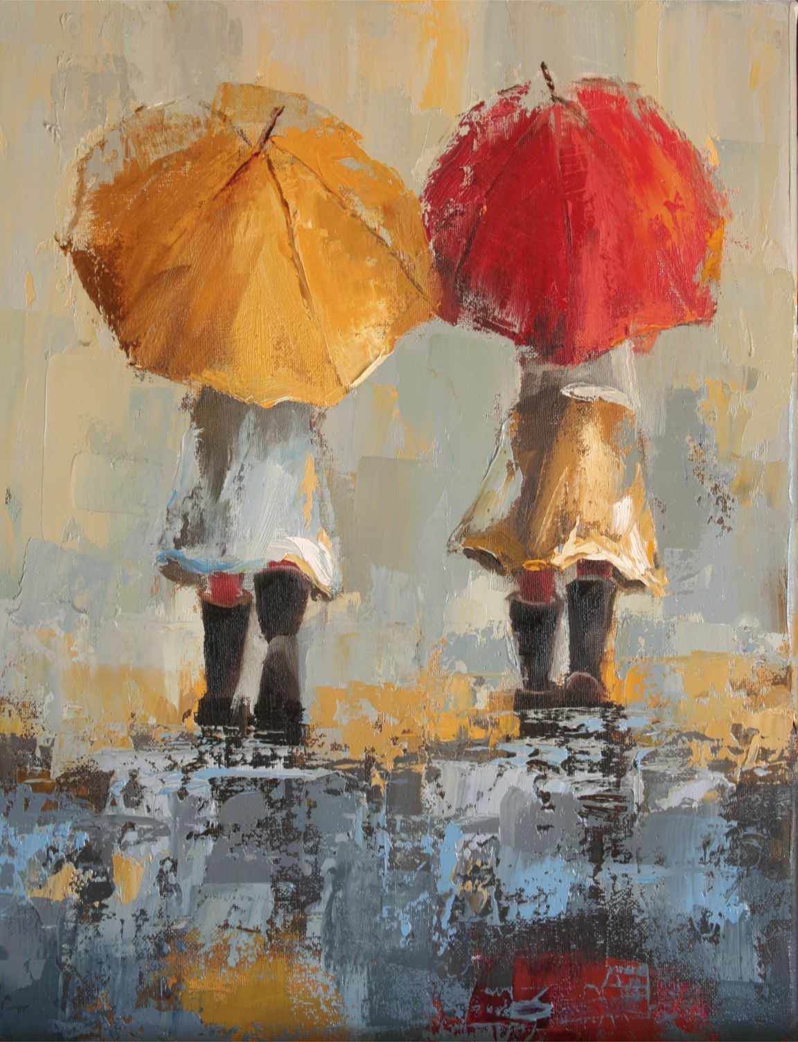 1152x1504 Canvas Oil Painting Of Little Girl With Her Red Umbrella - Oil Painting Umbrella