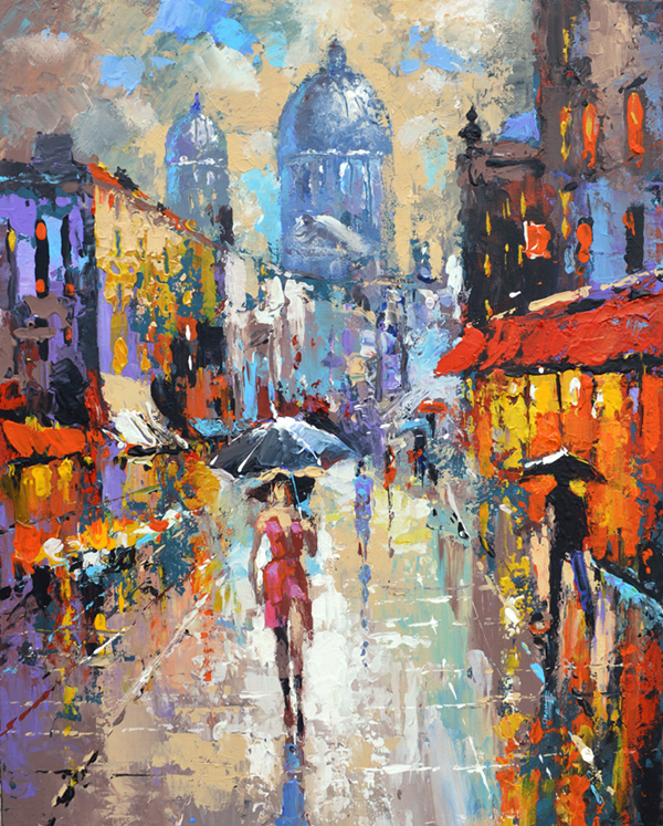 600x747 Original Painting Contemporary Under An Umbrella Modern Art Oil - Oil Painting Umbrella