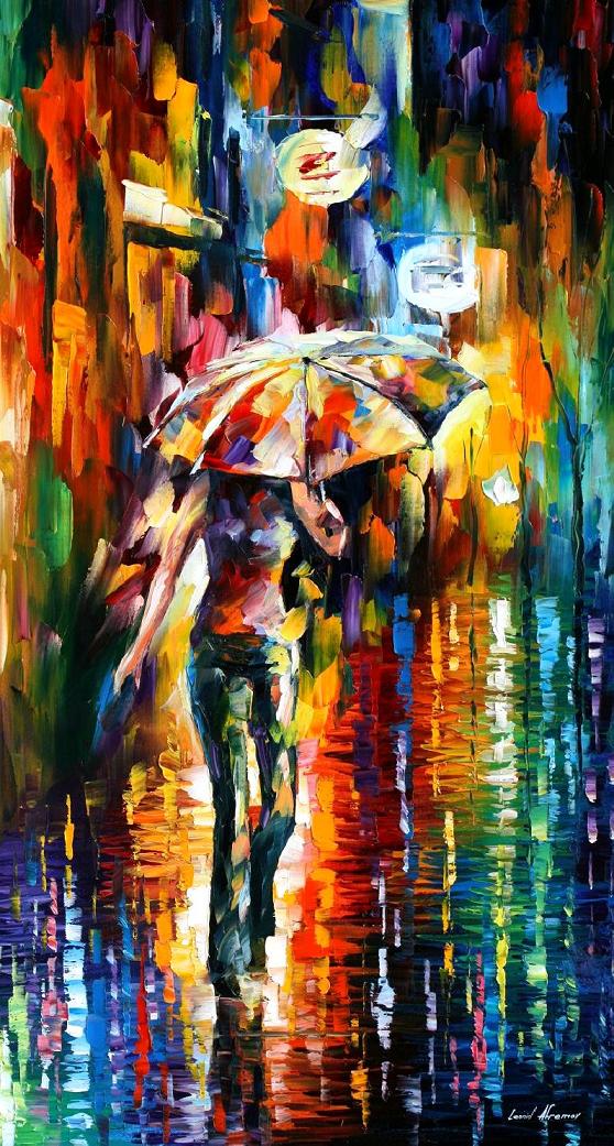 558x1041 Umbrella Palette Knife Oil Painting On Canvas By Leonid Afremov - Oil Painting Umbrella