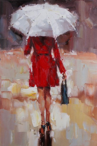 408x610 White Umbrella Oil Painting Lc7 9 - Oil Painting Umbrella