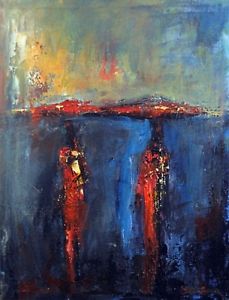 229x300 Abstract Art Original Oil Painting Colorful Rain Umbrella Art - Oil Painting Umbrella