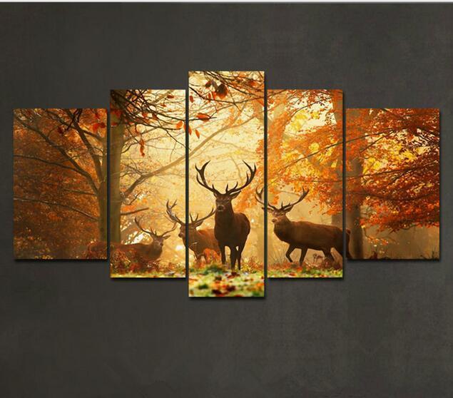 635x558 2018 Deer Pattern Oil Painting Wall Art Picture Modern Home Decor - Oil Painting Wall Art