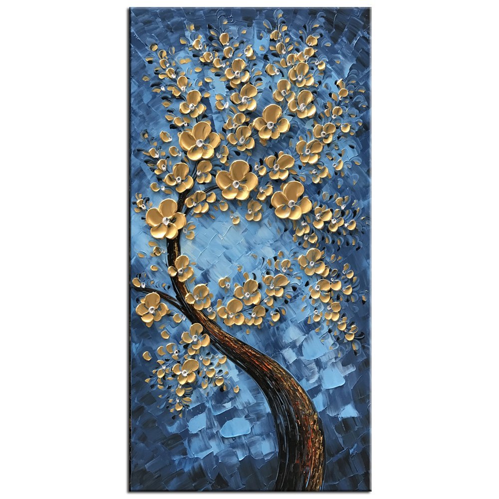 1000x1000 Tree Of Life Blue Canvas Oil Paintings Wall Art Hand Painted - Oil Painting Wall Art