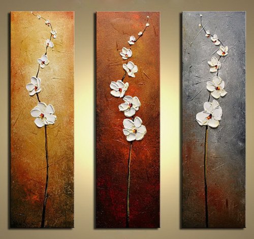 500x470 Hand Painted Flowers Dancing Petals Modern Canvas Knife Painting - Oil Painting Wall Art