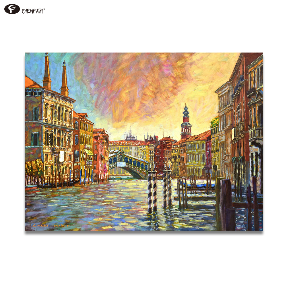 1000x1000 Canvas Painting Grand Canal Sun Oil Paintings Wall Art For Living - Oil Painting Wall Art