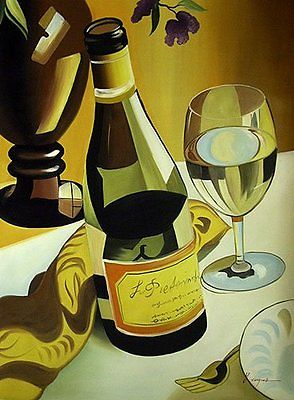 294x400 Wine Glass And Bottle Hand Painted Oil Painting On Canvas 36 X 48 - Oil Painting Wine