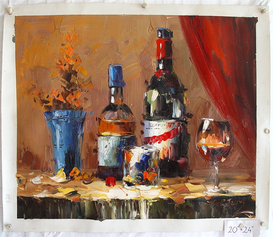 900x780 Wine Bottles Original Oil Painting 20 X 24 - Oil Painting Wine