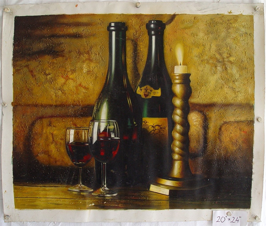 900x765 Wine Bottles Original Oil Painting 20 X 30 - Oil Painting Wine