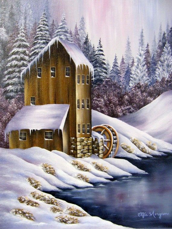 570x759 Original Oil Painting Winter Scene The By Paintingfromtheheart - Oil Painting Winter Scenes