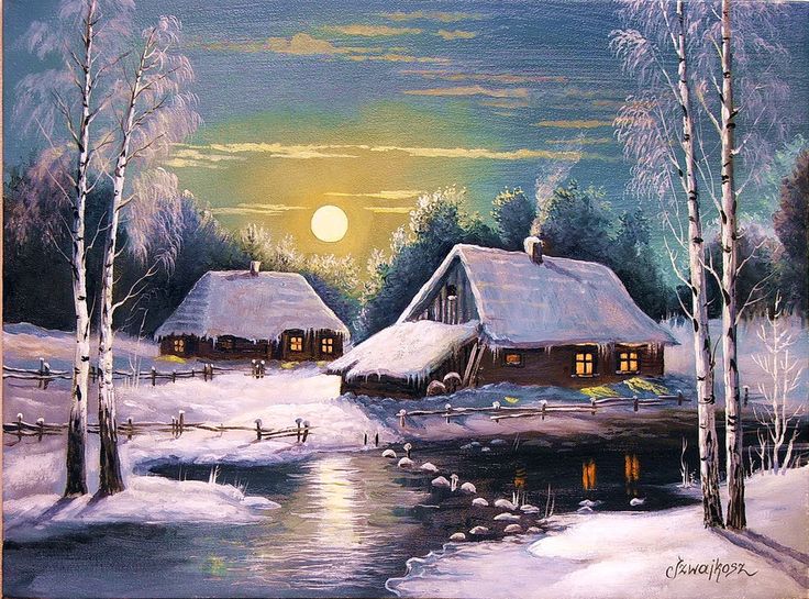 736x545 Photos Winter Scenery Paintings, - Oil Painting Winter Scenes