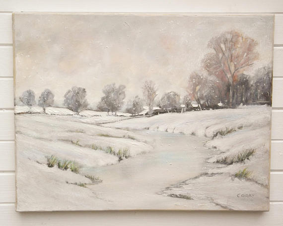 570x455 Pictures Vintage Winter Scenes Oil Paintings, - Oil Painting Winter Scenes