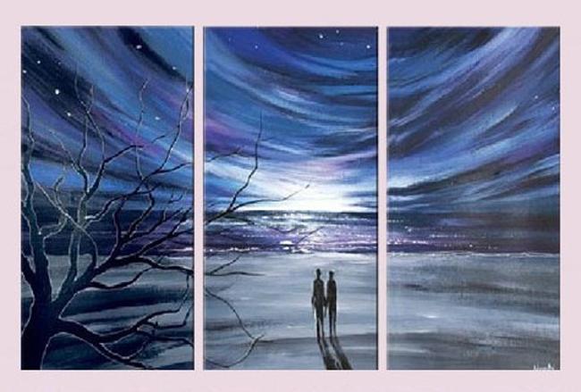650x439 Romantic Aurora Oil Painting Canvas Abstract Winter Night Scene - Oil Painting Winter Scenes