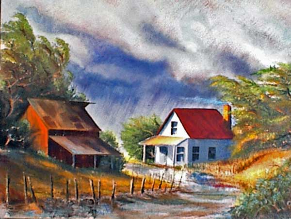 600x452 Back Road Storm - Oil Pastel Painting Gallery