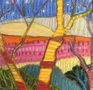 300x292 Yellow Trees By Jeff Ferst (2018) Painting Oil, Oil Pastel - Oil Pastel Painting On Canvas