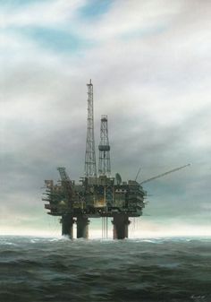 Oil Rig Painting at PaintingValley.com | Explore collection of Oil Rig ...