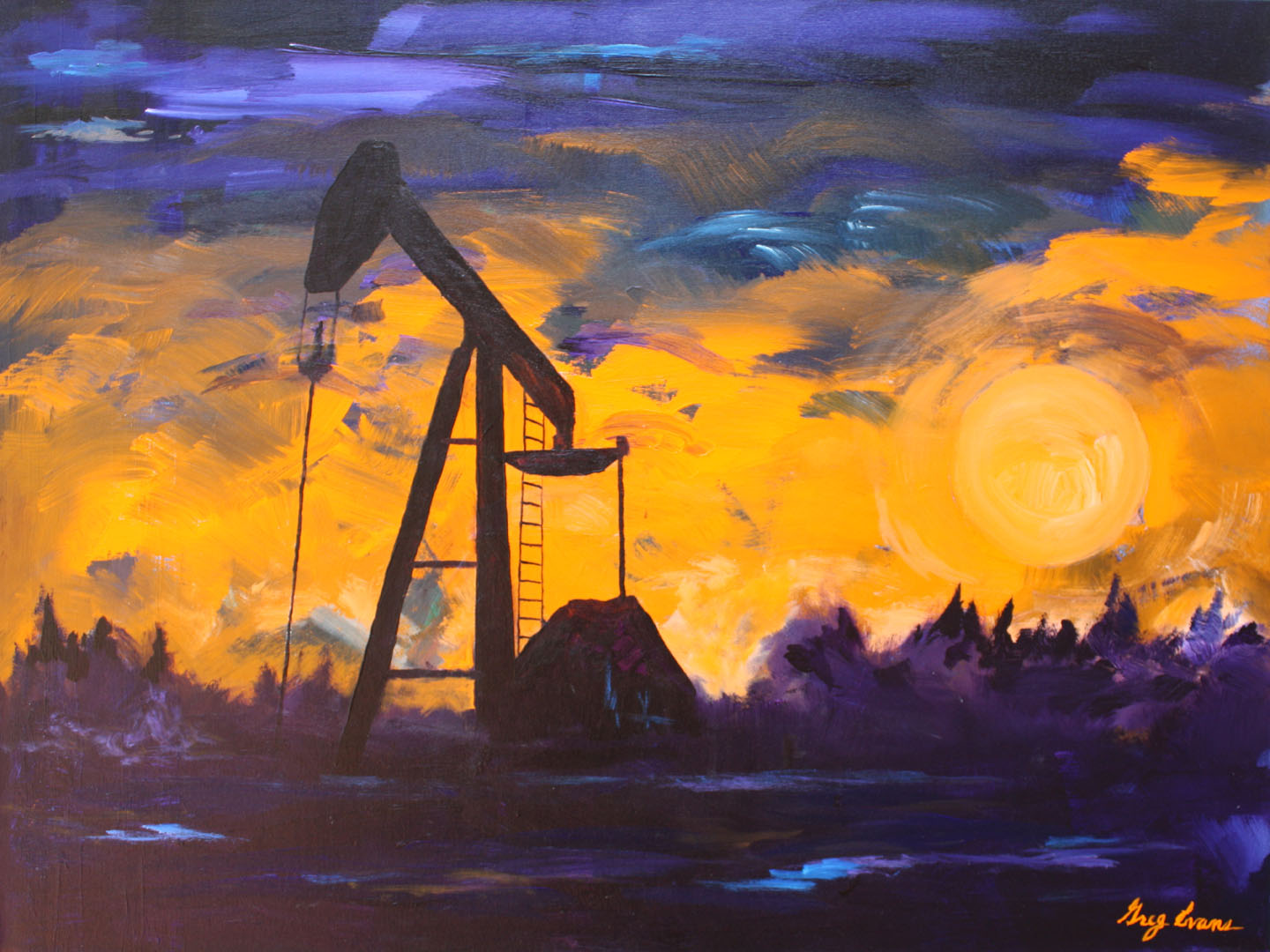 1440x1080 Oil And Gas Art Paintings Art Gallery Of Greg Evans - Oil Rig Painting