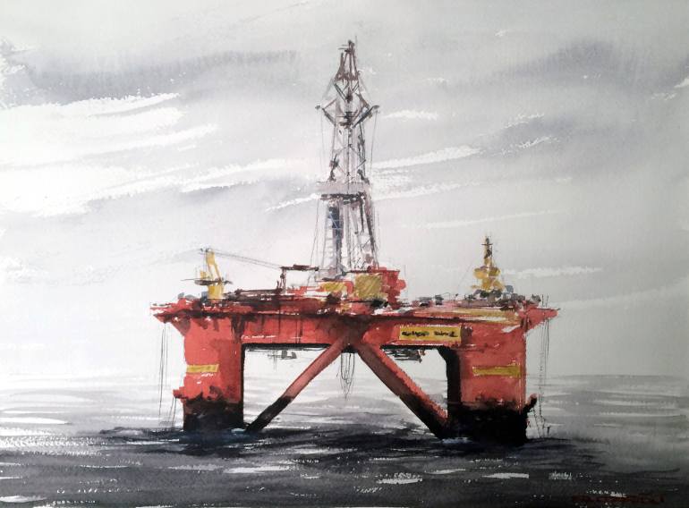 770x568 Saatchirt Songa Delta Ocean Ranger Painting By F - Oil Rig Painting
