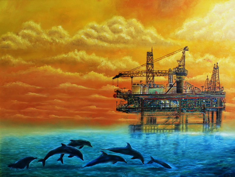 796x600 Oil Rig Joned Art Space - Oil Rig Painting