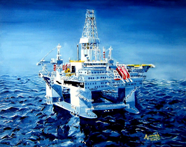 640x506 Oil Rig Naresh Agarwal - Oil Rig Painting