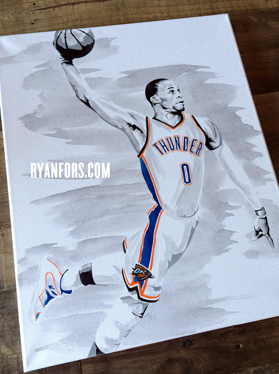 570x764 Russell Westbrook Oklahoma City Thunder Painting - Okc Thunder Painting