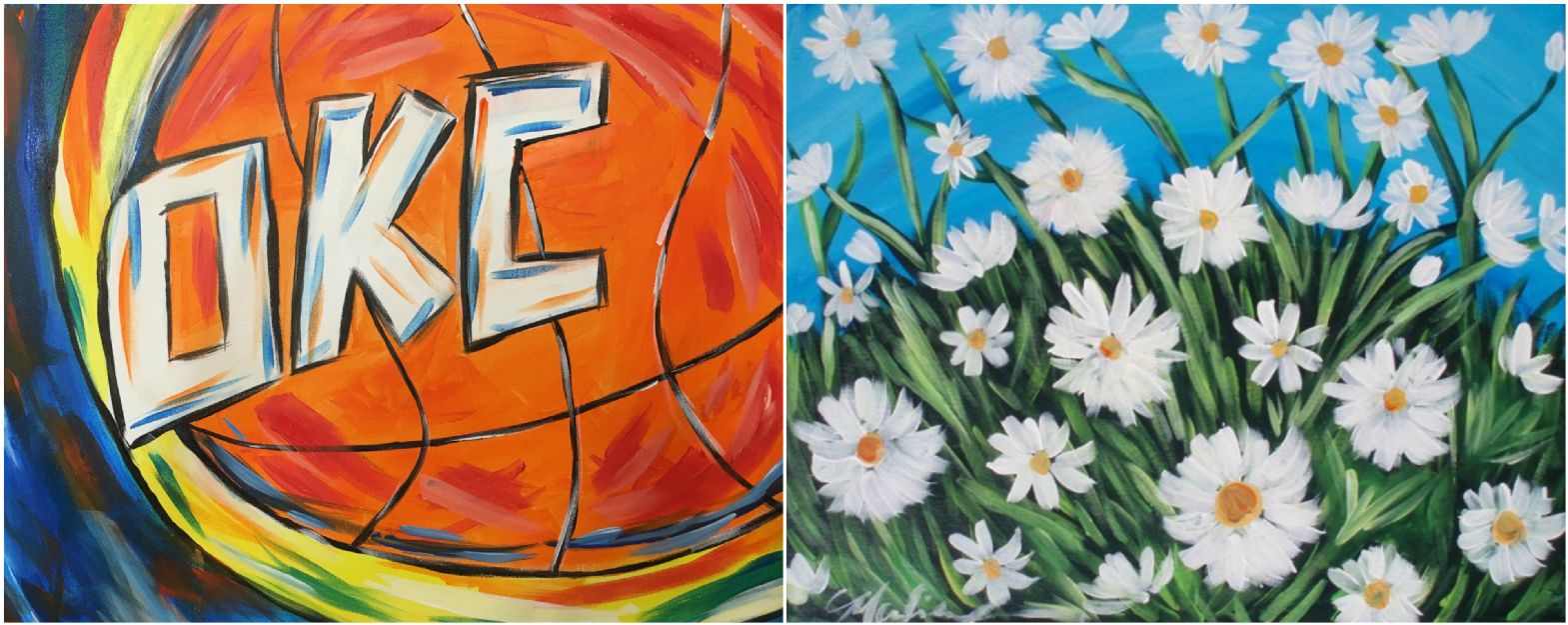 1569x625 Thunder Territory ~ Field Of Daisies Social Drinking Amp Painting - Okc Thunder Painting