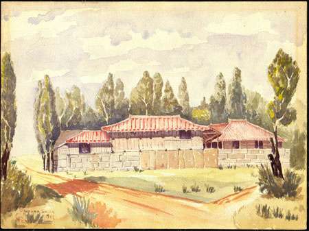 450x337 Watercolor Painting, Okinawa Shima, 1945 - Okinawa Painting
