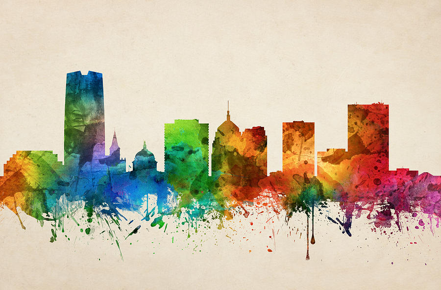 900x592 Oklahoma City Skyline 05 Painting By Aged Pixel - Oklahoma Painting