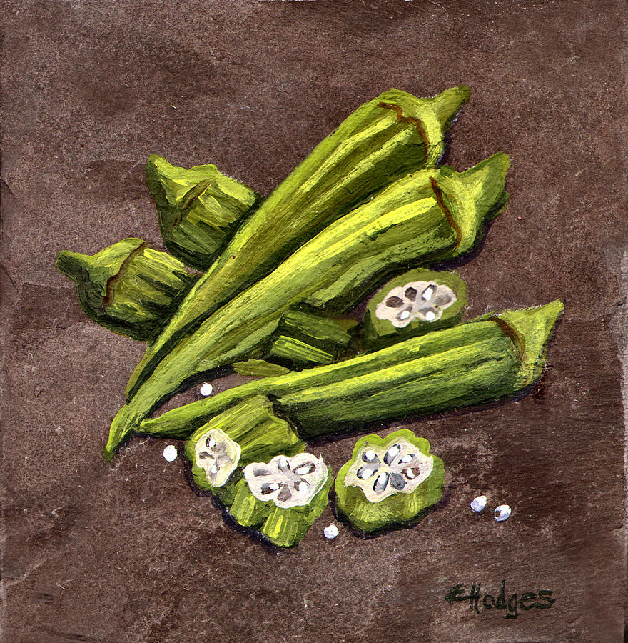 880x900 Okra Painting By Elaine Hodges - Okra Painting