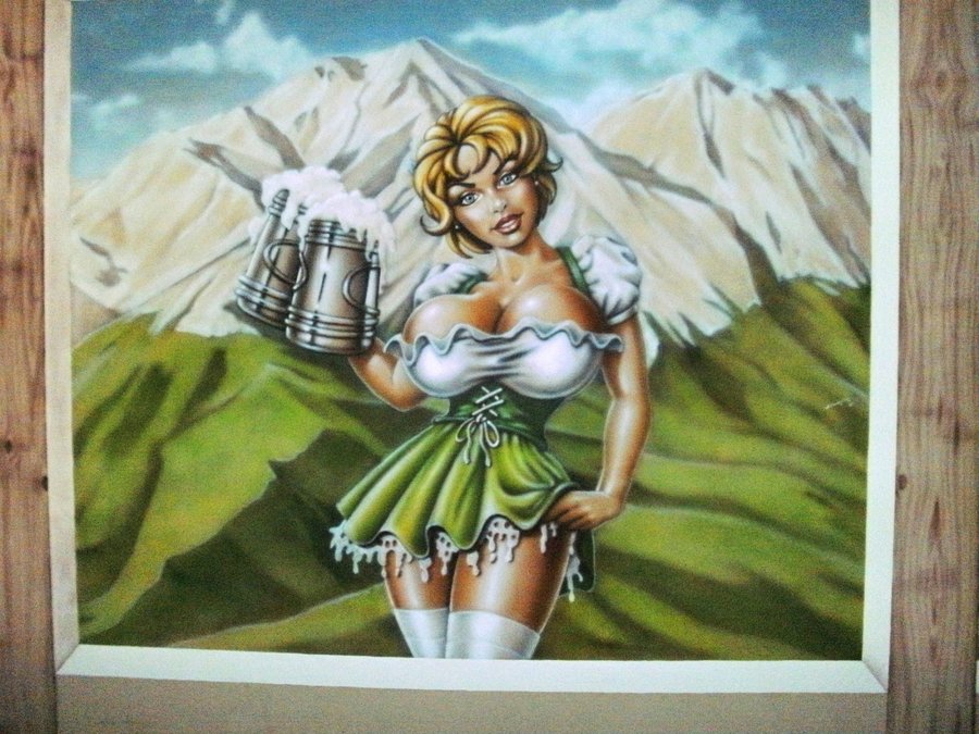 900x675 Oktoberfest Girl Mural By Linkerart - Oktoberfest Painting