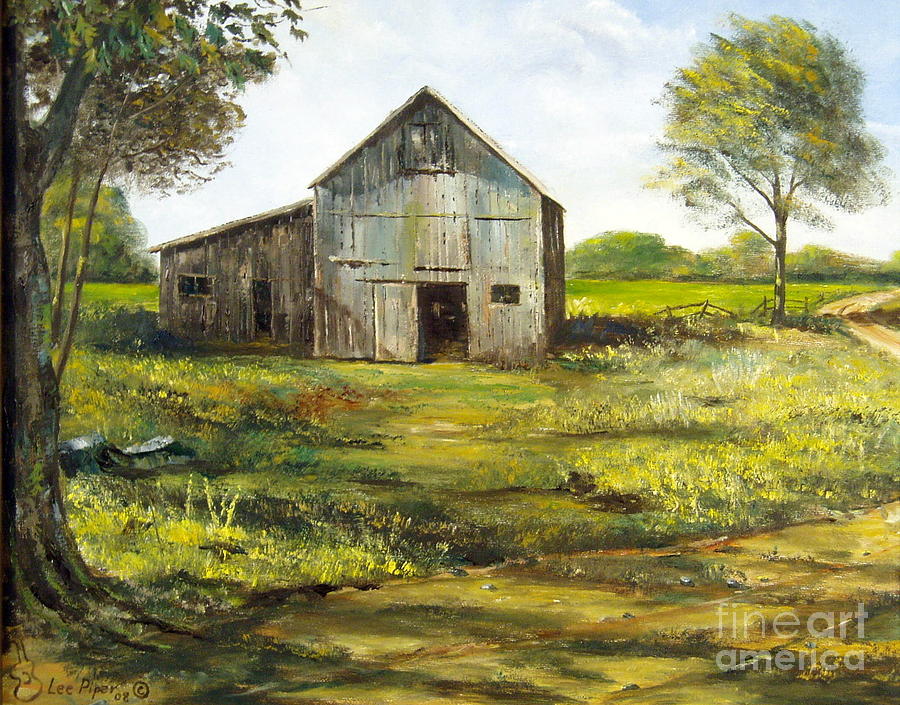 900x705 Old Barn Painting By Lee Piper - Old Barn Painting
