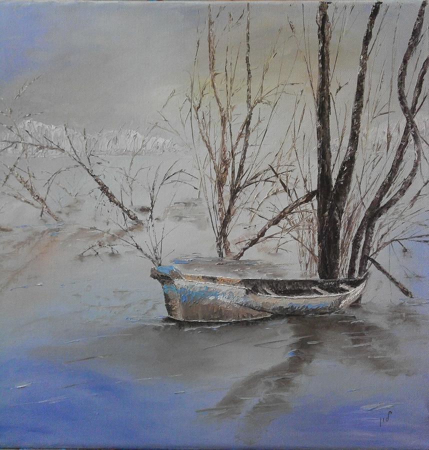858x900 Old Boat Painting By Maria Woithofer - Old Boat Painting