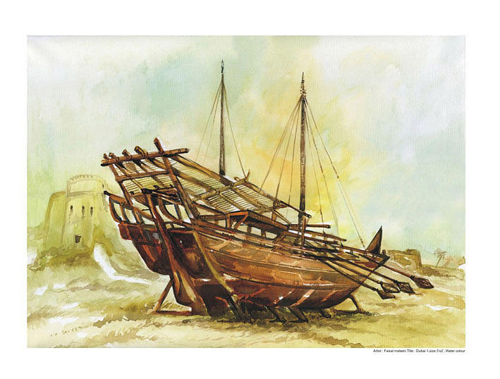 709x538 Old Boat Uae Painting By Faisal Mateen Syed - Old Boat Painting