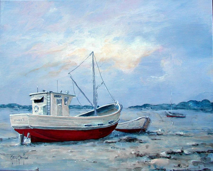 900x721 Old Boats On Shore Painting By Gary Partin - Old Boat Painting