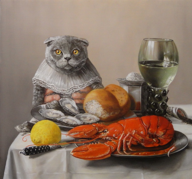 800x749 The Old School Palette Cat Painting - Old Cat Painting