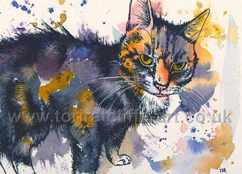 493x354 A Painting My Old 19 Year Old Cat, Edward. A Combination - Old Cat Painting