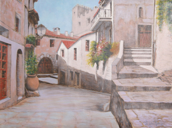 600x446 Rugero Valdini, Old City Street, Oil Painting - Old City Painting