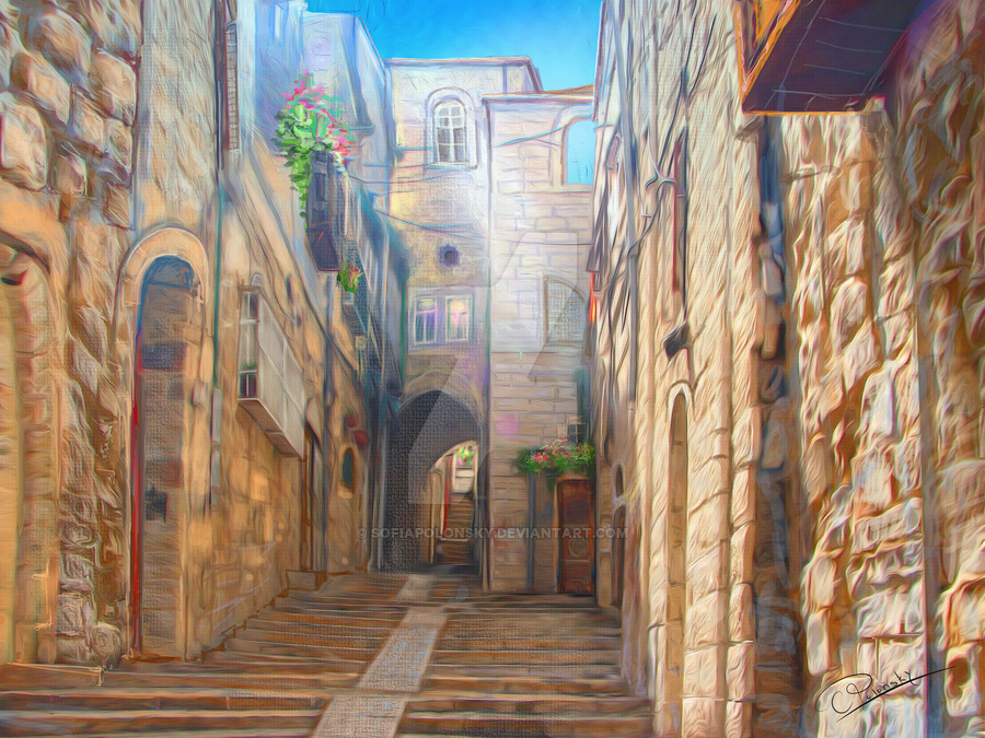 900x675 Simta, Jerusalem, Old City By Sofiapolonsky - Old City Painting