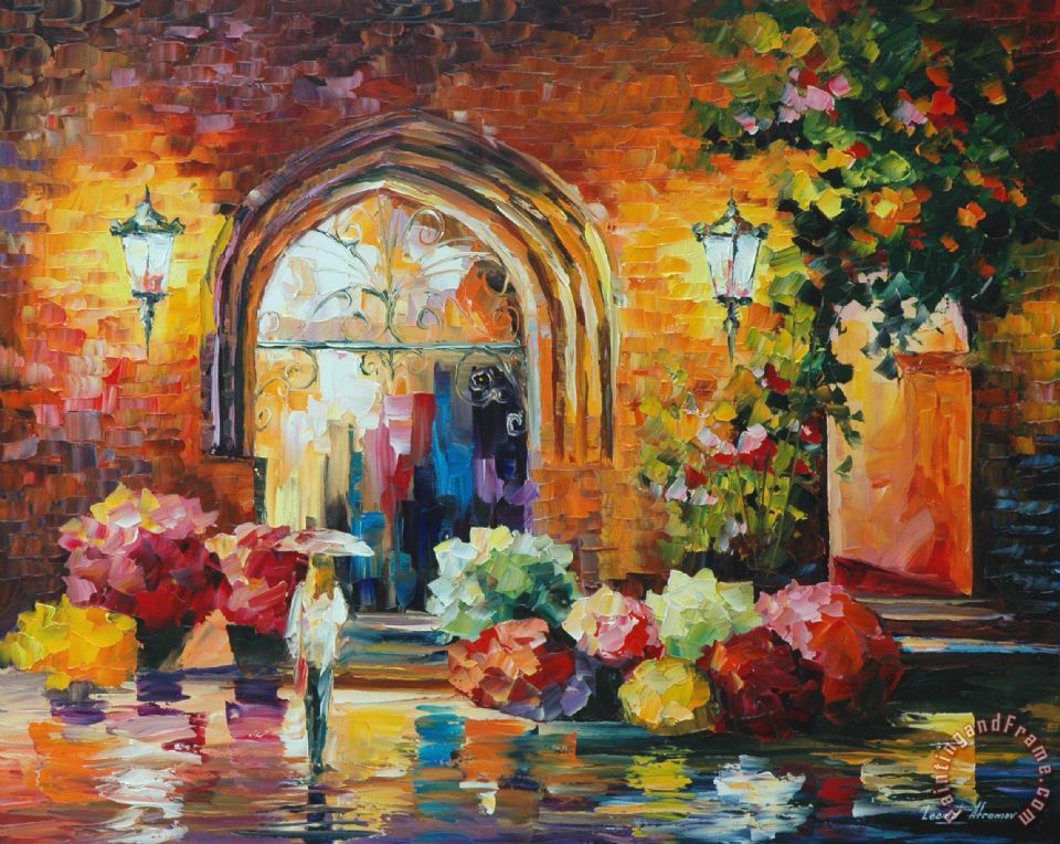 960x764 Leonid Afremov Gallery In The Old City Painting - Old City Painting