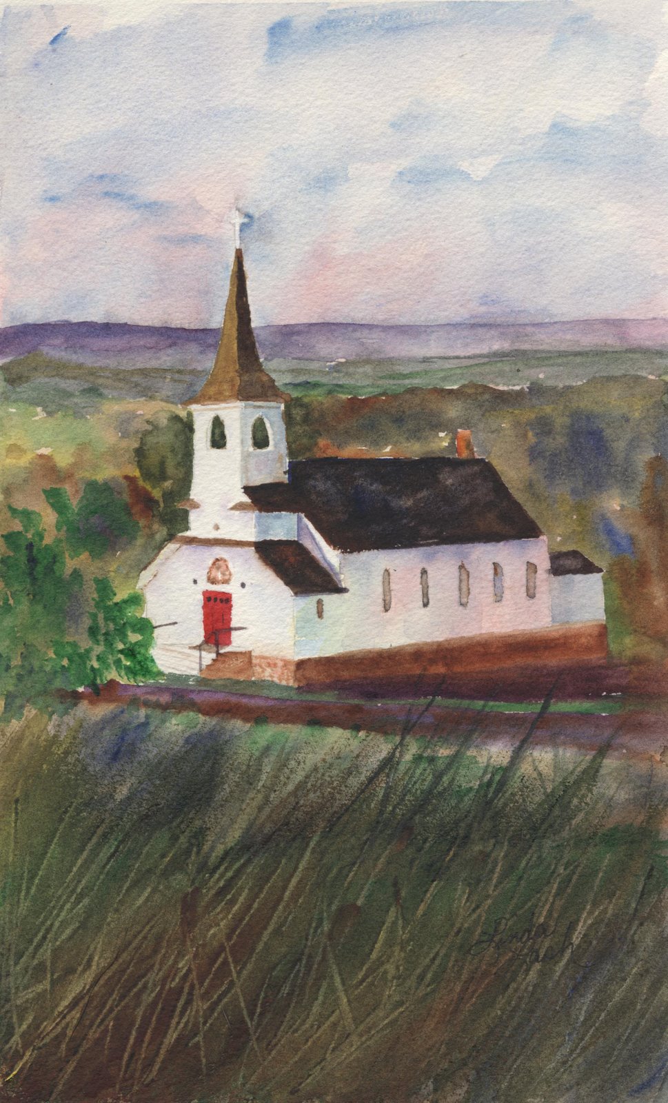 Old Country Church Painting At PaintingValley.com | Explore Collection ...