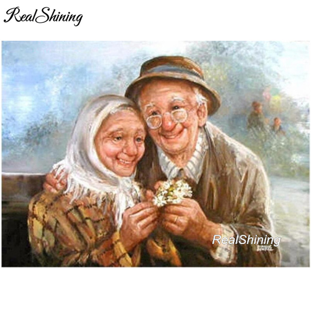 640x640 Realshining 5d Full Square Diy Diamond Painting Old Couple Love - Old Couple Painting