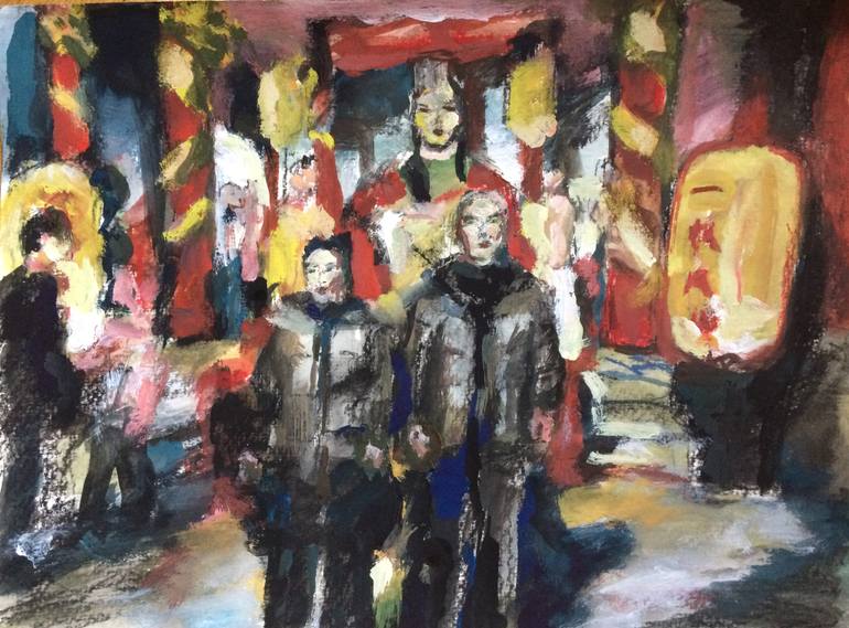 770x569 Saatchi Art Old Couple And Temple 1 Painting By Chenlu Zhu - Old Couple Painting