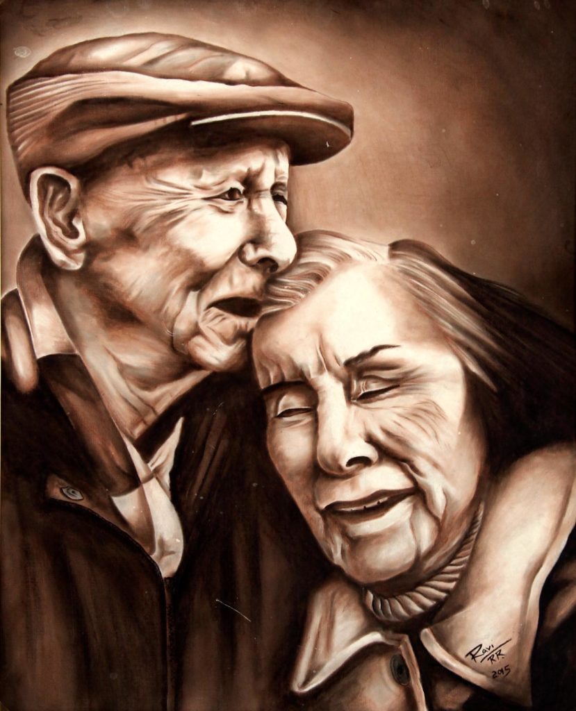 829x1024 Old Couple - Old Couple Painting