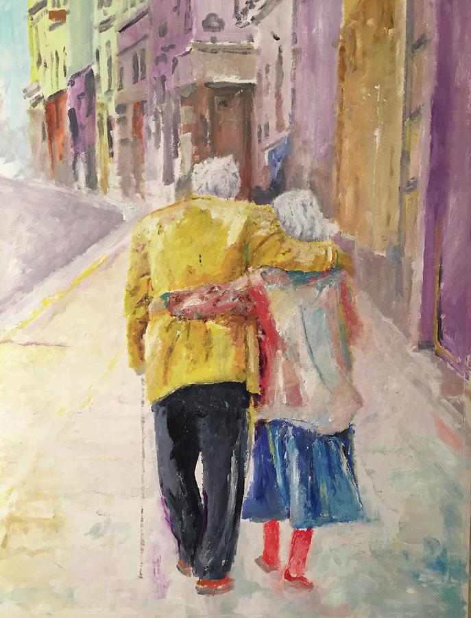 687x900 Eternal Love Painting By Grus Lindgren - Old Couple Painting