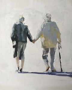 240x300 Old Couple Art Print Love Wall Art From Original Oil Painting By - Old Couple Painting